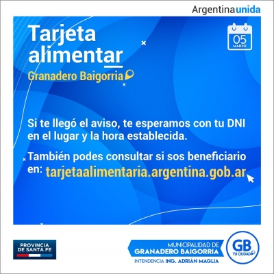 Entrega de la Tarjeta AlimentAR en Baigorria