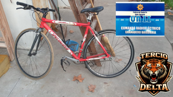 Detuvieron a dos personas tras recuperar una bicicleta robada