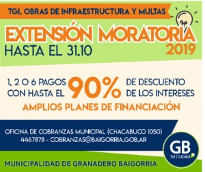 El Municipio lanza una nueva moratoria para TGI, multas y DREI