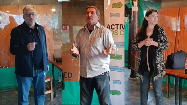 Daniel Teglia junto a la psicóloga Claudia Palacios y el senador nacional Marcelo Lewandowski