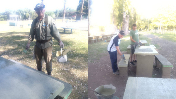 Movilizados de Malvinas realizaron una jornada solidaria de pintura en el Camping Municipal