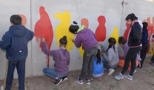 El contorno de la planta del Acueducto del Gran Rosario se transforma en “El Mural del agua”, el más grande de la provincia