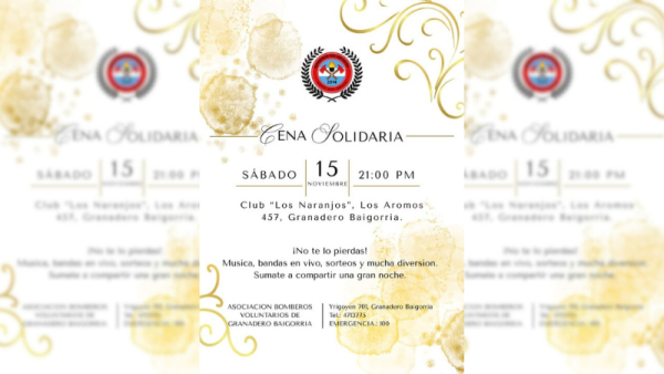 Bomberos Voluntarios de Baigorria organizan una cena solidaria
