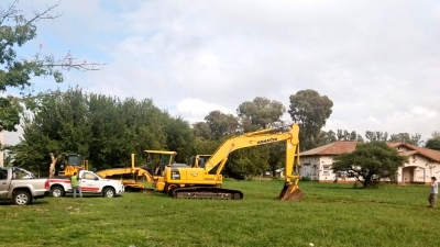 Ya se está construyendo el hospital de campaña en Baigorria