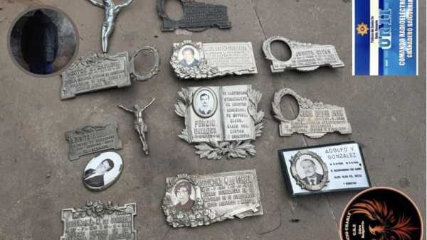 Trabajadores municipales atraparon a un hombre robando placas en el cementerio