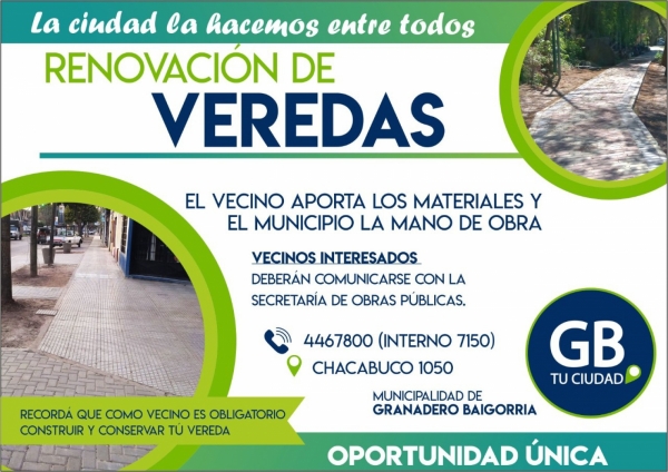 Plan de veredas en Baigorria