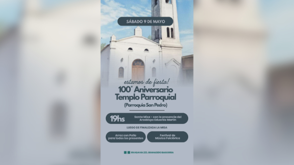 La parroquia San Pedro celebrará sus 100 años con misa y festival